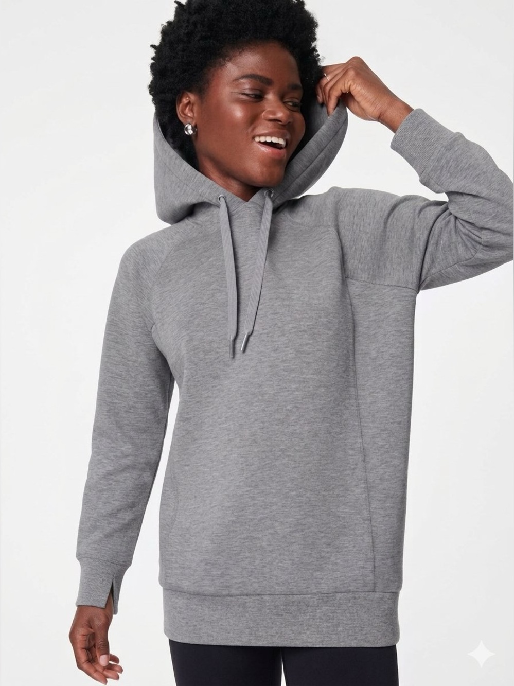 SPANX AirEssentials Classic Hoodie Medium Grey Heather Size S EUC